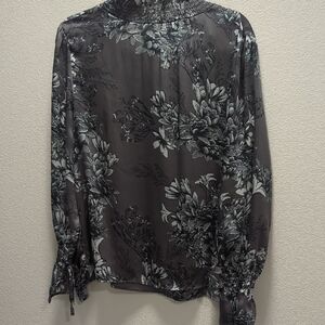 Vince Camuto Black and Gray Floral Blouse